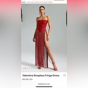 Red Strapless Fringe Dress